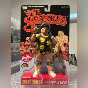 WWE Superstars Dusty Rhodes 8”Action Figure Poster Black Card Variant LJN Mattel
